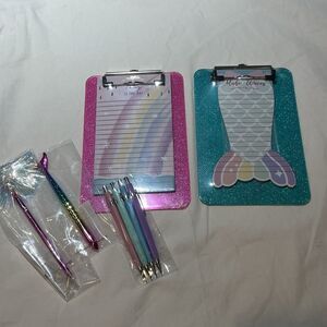 Lot Of New Stationary Items. Small Clip Boards With Paper And Pens.
